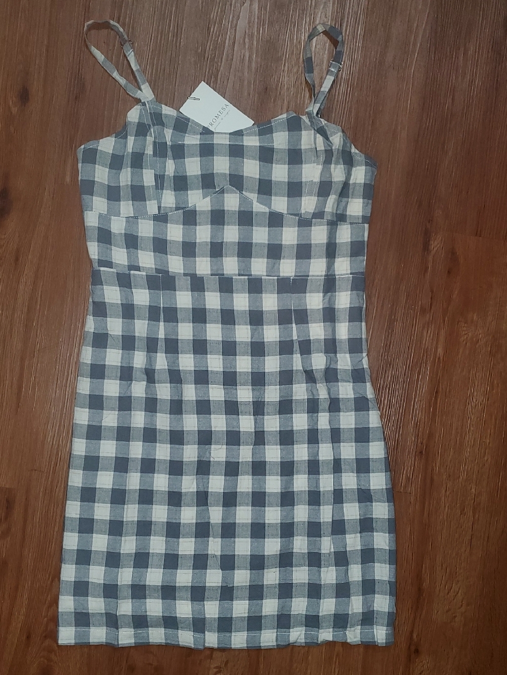 Promesa Blue and White Gingham Mini Dress